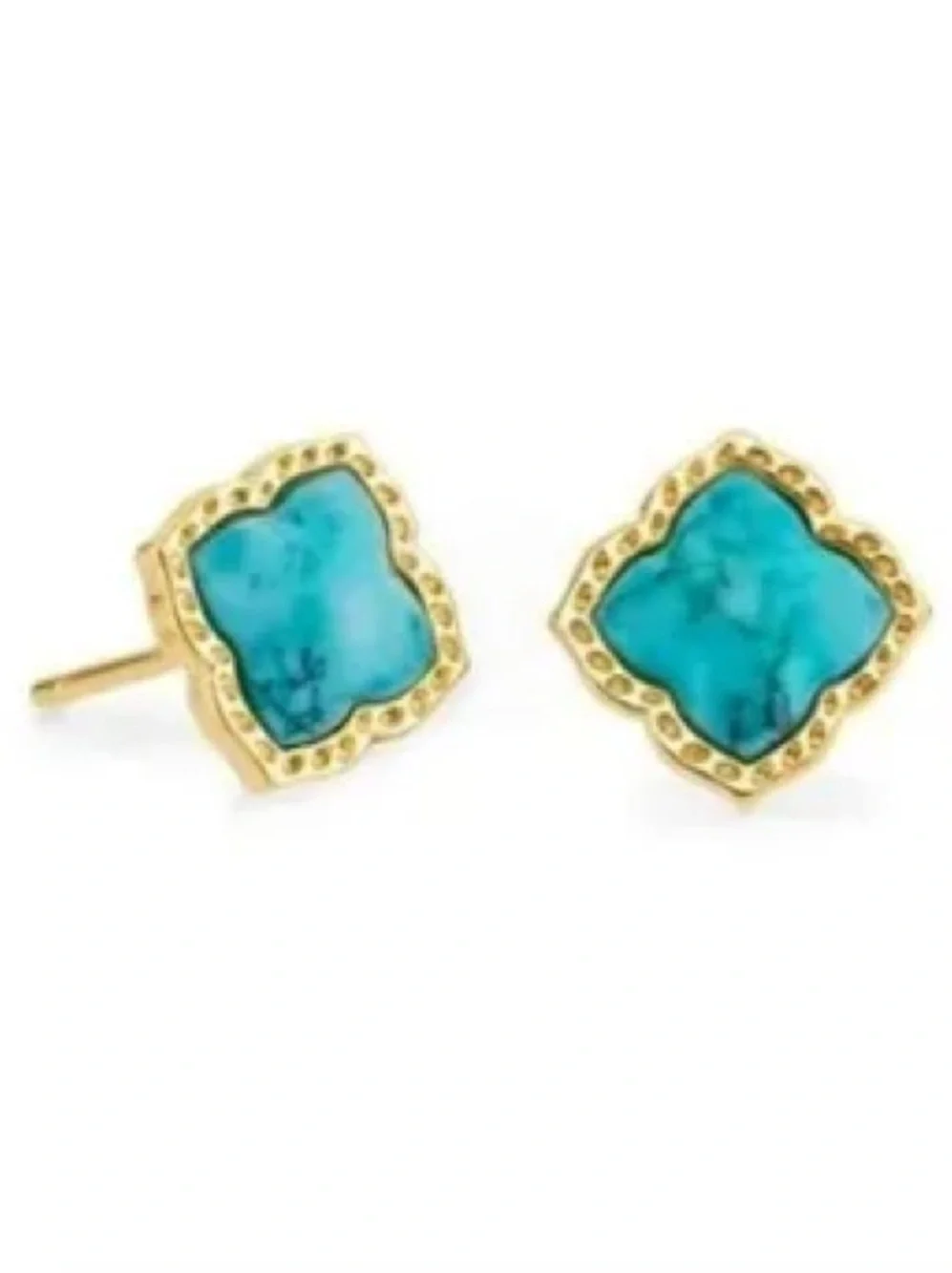 Kendra Scott “Mallory” Stud Earrings in Variegated Turquoise Magnesite